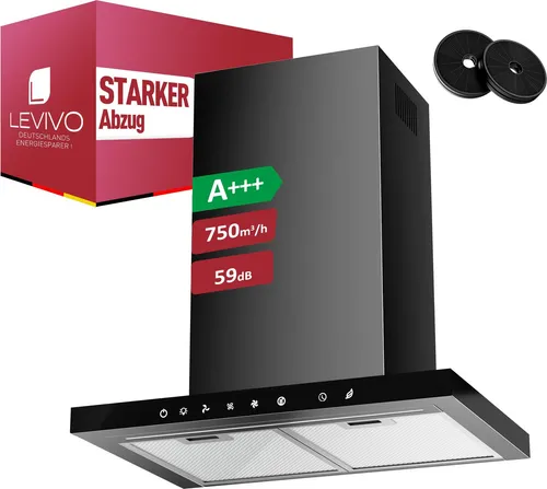 LEVIVO Dunstabzugshaube 60cm mit 750 m³/h – Energieeffizient und Leise - Die LEVIVO Dunstabzugshaube bietet mit 750 m³/h starke Saugkraft und leisen Betrieb. Sie überzeugt durch moderne Touchscreen-Bedienung und LED-Beleuchtung – ideal für Ihre Küche!