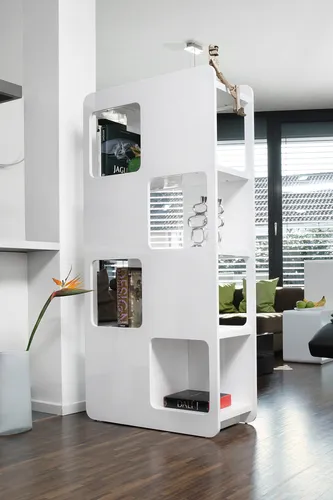 SalesFever Raumteiler-Regal | 4 Böden und 8 offene Fächer in weiß von SalesFever