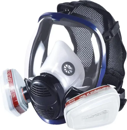 Prassia 16-in-1 Vollgesichts-Gasmaske mit Filter - Professionelle Schutzmaske für Sprühen und Schleifen, mit dualem Filtersystem für effektiven Schutz vor reizenden Dämpfen und Partikeln. Waschbar und wiederverwendbar für langanhaltende Sicherheit.