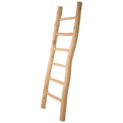 UNUS Dekoleiter Holz 150cm - 6 Stufen, naturfarben - Handtuchständer aus hochwertigem Eschenholz, ideal als stilvoller Handtuchhalter oder vielseitige Deko für Ihr Zuhause. Langlebig und sofort einsatzbereit!