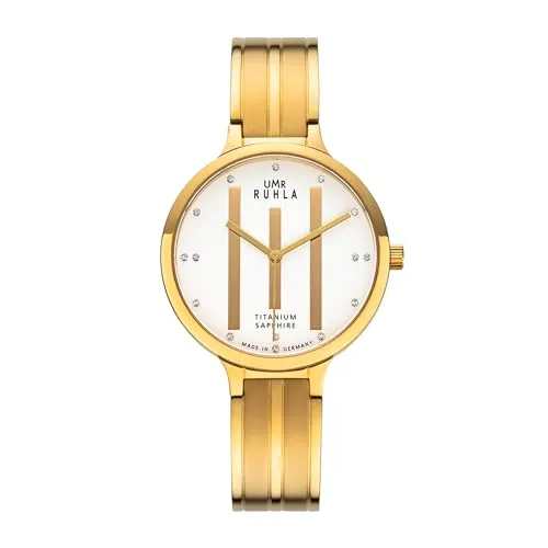 UMR RUHLA Damen Armbanduhr - Quarz, Titan, Saphirglas, wasserdicht bis 3 bar - Elegante Armbanduhr aus Titan mit funkelnden Swarovski-Steinchen und erstklassigem Saphirglas. Made in Germany - ideal für stilbewusste Frauen.