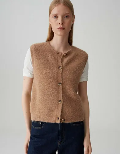 OPUS PANTS Strickweste PORAH Regular im Alpaka Wollmix Knopfleiste, flauschiger Griff