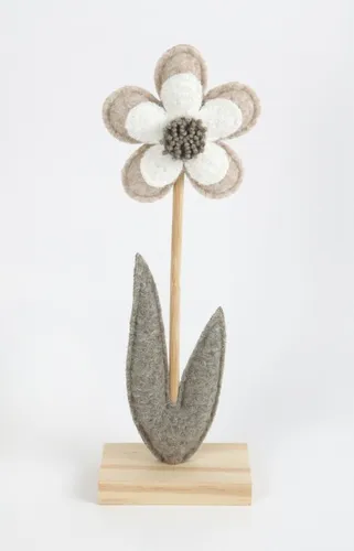 TrendLine Aufsteller Holz Blume 25 x 5 x 9 cm grau-weiß Figuren