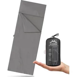 Hüttenschlafsack Ultraleicht [Federleicht 290g] Sommerschlafsack Reisebettwäsche kleines Packmaß Inlett Reisedecke inkl. Kissenfach - 220cm x 80cm