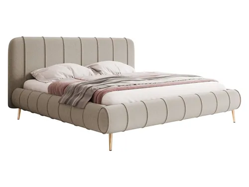 MIRJAN24 Polsterbett Slim XI mit Gold Füße, Doppelbett 180x200 cm - Beige - Elegantes Polsterbett Slim XI mit praktischen Bettkasten und hochwertigem Leistenlattenrost. Ideal für stilvolle Schlafzimmer und optimalen Stauraum.