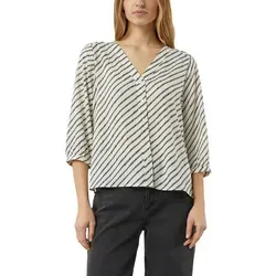 comma Shirtbluse 3/4-Arm Tunika mit grafischem Muster in Beige/Weiß