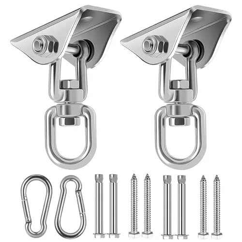Deckenhaken Hängesessel Schaukel Aufhängung mit Schraube, 450KG Kapazität Edelstahl 360°Drehen für Hängesessel Hängematte Boxsack Sling Trainer Yogatuch Sonnensegel Nestschaukel Sitzschaukel (2 Stück)