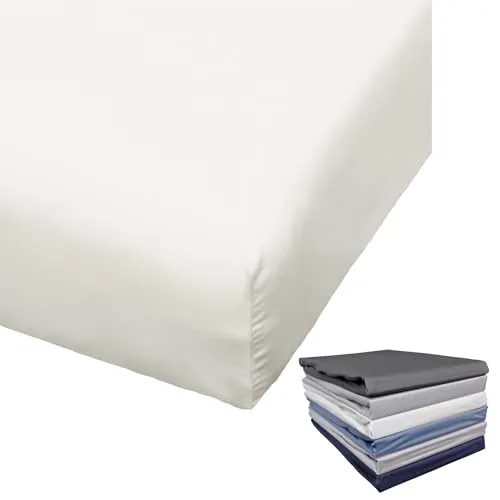 Bierbaum Spannbettlaken Mako Satin 100x200 cm - Offwhite - Spannbetttuch aus 100% Mako-Satin Baumwolle, atmungsaktiv und hautfreundlich. Edler Seidenglanz und bügelleicht für höchsten Komfort.
