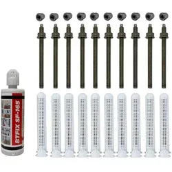 Schwerlast-Montageset M8x110 Edelstahl A4 - Solarpanel-Halterung, extrem vielseitig und ideal für Befestigungen in Mauerwerk und Hohlräumen, inklusive Injektionsmörtel und 2 Statikmischer für einfache Anwendung.