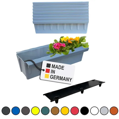 BURI 6 Euro-Paletten Blumenkästen-Einsätze inkl. Bewässerungsmatte | mit Hängesystem zum Einhängen | 37,3cm Grau | Pflanzkasten für Europalette Palette | Balkonkasten | Blumentopf | extrem stabil