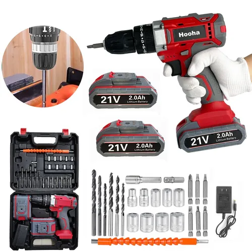 Akku-Bohrschrauber Set 21V mit 3/8 Zoll Schnellspannbohrfutter,3 Arbeitsmodi