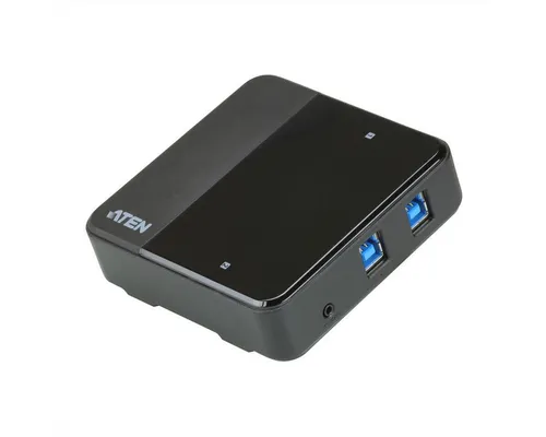 Aten US3324 2-Port USB zu USB-C Sharing Computer-Adapter - Adapter für 2 Computer, ermöglicht das Teilen von 4 USB 3.1 Geräten mit bis zu 5 Gbps. Inklusive Remote-Port-Wähler für einfache Handhabung und platzsparendes Design.