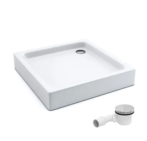 Aquabad® Duschwanne FORTA, Quadrat, Acryl, 1-St., Duschwanne + Ablaufgarnitur, 70x70 cm