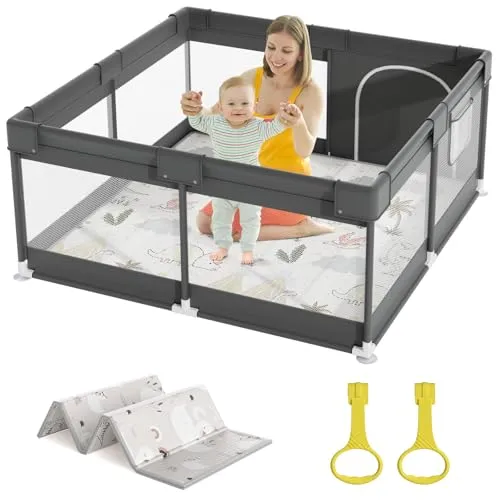 Mloong Laufgitter Baby mit Spielmatte 120x120x65cm