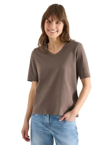 Damen Basic T-Shirt mit Kurzarm und V-Neck