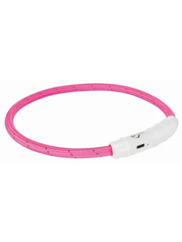 Trixie Flash Light Ring USB Illuminated Dog Safety Collar Pink Size XS-S 7mm 35cm