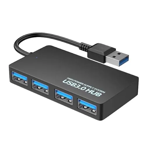 jj-shop24 USB 3.0 4 Port Verteiler Super Speed Daten HUB Adapter Mehrfachstecker Splitter Mini USB Verteiler für Notebook, Laptop PC, Desktop, Flash Drive, HDD, Konsole, Drucker, Tastaturen