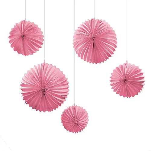 Frau WunderVoll® 5er Set LAMPIONS, ROSA, 3X Ø19, 2X Ø27,5 cm/Deko Hochzeit, Seidenpapier, Seiden Blumen, Papierblumen, Geburtstagsdeko, Tischdeko, Hochzeitsdeko, Gartenfest, Garten Party