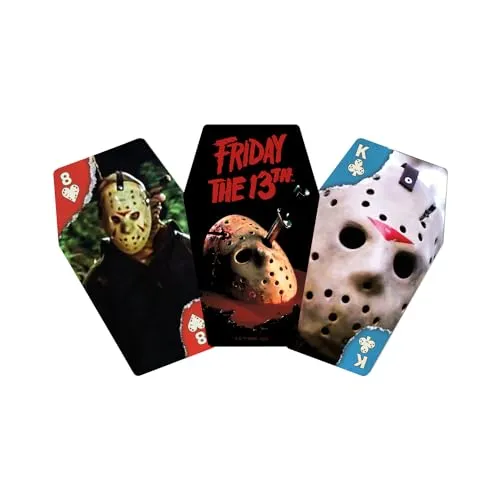 AQUARIUS Freitag der 13. Premium-Sarg-Spielkarten – Themen-Deck mit Karten für Ihre Lieblingskartenspiele – offiziell lizenziertes Freitag der 13. Merchandise und Sammlerstücke