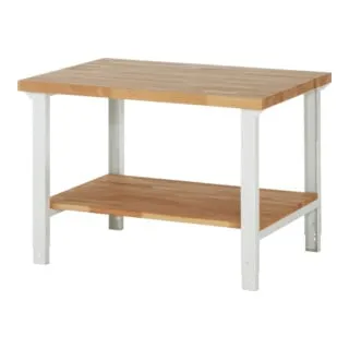 Höhenverstellbare Werkbank 7000-7 von Rau – Flexibel und Stabil - Die Rau Werkbank bietet eine robuste Buche-Massiv-Arbeitsplatte und ist höhenverstellbar von 790-1140 mm. Ideal für DIY-Projekte und Handwerksarbeiten, mit einer Flächenlast von 750 kg.