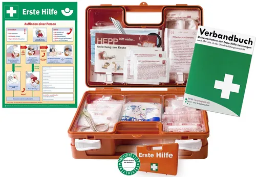 WM-Teamsport Erste-Hilfe-Koffer NEUE DIN 13157 - Erste-Hilfe-Koffer für Büro & Betriebe, nach DIN 13157 & 13164, ideal für Unternehmen und Baustellen, inkl. Hygieneset und praktischer Prüfplakette zur schnellen Überprüfung des Verfalldatums.