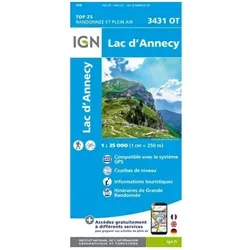 Carte IGN Lac d'Annecy 3431OT Cartes - Bleu - TU
