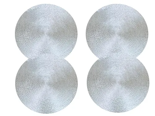 CONCORD HOME & INTERIOR 4 x Platzsets Silber | Tischsets Untersetzer Platzdeckchen Tischset | 38 cm