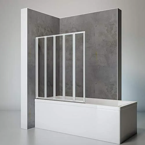 Schulte D1335 01 50 Smart Duschabtrennung für Badewanne - Duschtrennwand 115x121 cm aus 3 mm Echt-Glas, leicht montierbar, flexibel faltbar und ideal für platzsparende Bäder.