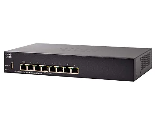 Cisco SF350-08 Managed Switch mit 8 10/100-Ports, eingeschränkter lebenslanger Schutz (SF350-08-K9-EU)