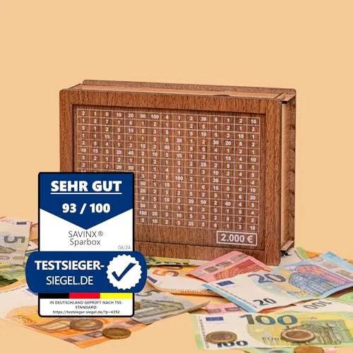 Spardose 2000€ SparBox – das Original in 6 Größen • wiederverwendbar & fertig aufgebaut • mit Zahlen zum Ankreuzen • Geschenk für Kinder & Erwachsene • innovatives Sparsystem • erreiche Dein Sparziel