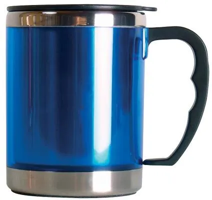 Basic Nature Edelstahl Thermobecher Mug 0,42 l blau - Trinkflasche & Isolierbecher, ideal für Freizeit und Camping, hält Getränke lange warm oder kalt, praktische Größe von 0,42 l.