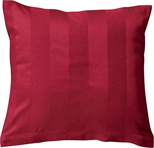 Erwin Müller Mako-Damast Kuschelkissenbezug, Kissenhülle Fürth mit Streifen weinrot Größe 40x40 cm