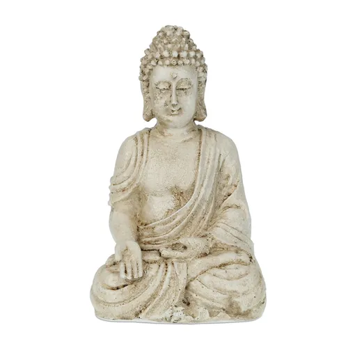 Buddha Figur sitzend Buddha Gartenfigur Gartenskulptur Buddha Steinfigur 17,5cm