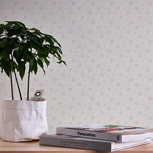 A.S. Création Vliestapete Blümchentapete Landhaus - Hochwertige Vliestapete im Landhausstil mit floralem Muster in Grau-Rot. Dimensionsstabil, leicht zu verarbeiten und rückstandslos abziehbar – ideal für jeden Raum!