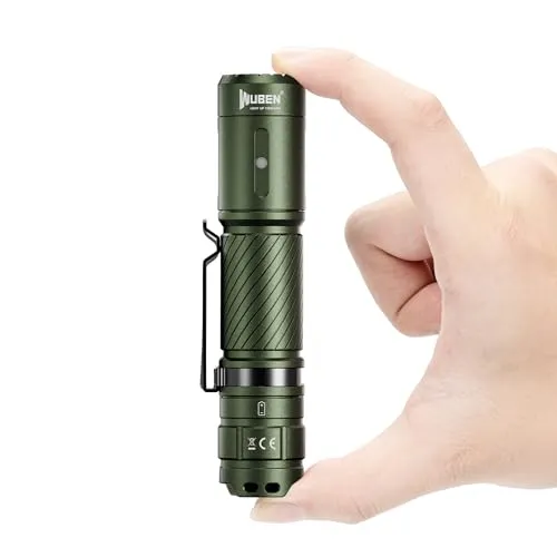 WUBEN C3 Taschenlampe LED Aufladbar, 1200 Lumen Extrem Hell Taktische Taschenlampen, EDC Taschenlampe klein mit 6 Modi, IP68 Wasserdichte Flashlight Torch für Camping Outdoor Notfäll (Grün)
