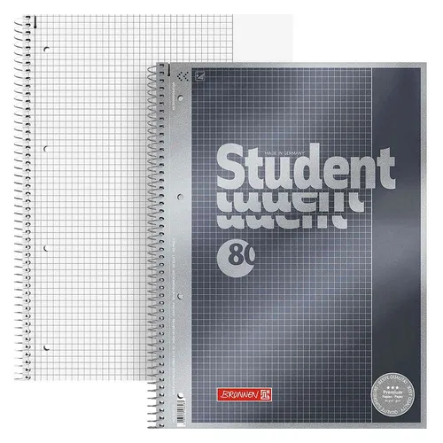 BRUNNEN Collegeblock Premium Student 26 kariert DIN A4 mit Rand - 5er Set - Hochwertiger BRUNNEN Collegeblock mit karierten Seiten und Rand, ideal für Notizen und Studien. Praktisches 5er Set für den täglichen Gebrauch in Schule und Uni.