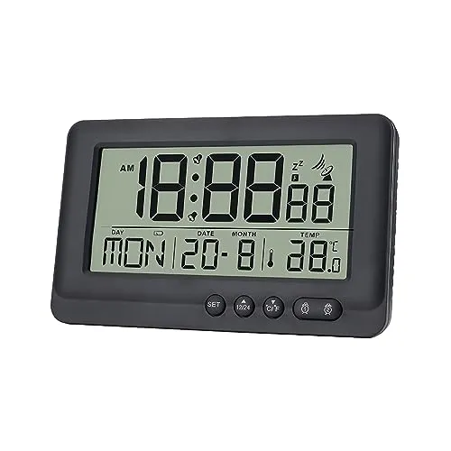 Digitaler Funk-Wecker: 144X86X30 mm Funkwecker Digital mit Batterie Reisewecker, Wecker mit Schlummerfunktion 12/24-Stunden-Format optional, Funk-Wand-Uhr mit Temperaturanzeige Funkuhr Alarm Clock