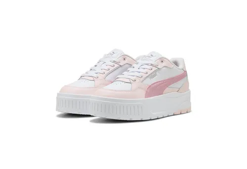 PUMA Karmen II Idol Sneakers Damen - Gr. 42, Weiß Poised Pink Jasmine Flower - Sneaker mit robustem Plateau-Aufbau aus Gummi und hervorragender Dämpfung dank SoftFoam+ Innensohle. Ideal für trendbewusste Frauen, die Komfort und Style suchen.