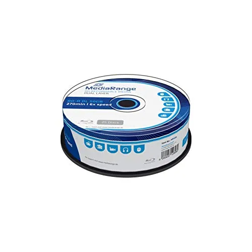 MediaRange BD-R Dual Layer 50GB 6-fache Schreibgeschwindigkeit, 25er Cakebox