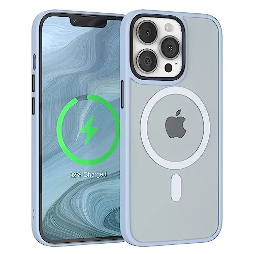 EAZY CASE - Hybrid Magnet Hülle kompatibel mit iPhone 13 Pro kompatibel mit MagSafe, Rundumschutz, Schutzhülle Kratzfeste Transparente Rückseite, magnetisch Hülle, Edle Haptik Matt Himmel Blau