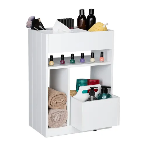 Nischenregal Rollwagen - Allzweckwagen in Weiß - Regal mit mehr als 6 Fächern, ideal für alle Räume wie Küche oder Wohnzimmer. Modernes Design und platzsparend mit nur 38,5 cm Breite.