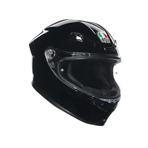 AGV K6 S E2206 MPLK Integralhelm - Unisex, Schwarz, S - Motorradhelm mit integriertem Spoiler für aerodynamische Optimierung und maximalen Komfort; ideal für alle Fahrpositionen und ausgestattet mit einem herausnehmbaren, waschbaren Innenfutter.
