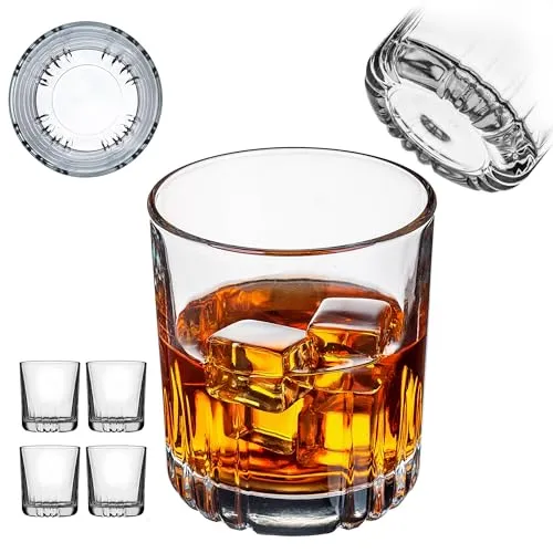 KADAX Whiskygläser 280ml, 4er Set, Trinkgläser für Saft, Wasser, Whisky, Bourbon, Scotch & Cocktails, Elegante Tumbler mit schwerem Boden, Wassergläser aus Glas