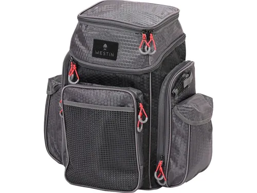 Westin W4 Backpack Plus - Praktischer Angelrucksack - Angelzubehör mit zwei Tackle-Boxen und wasserabweisendem Material. Ideal für einen erfolgreichen Tag am Wasser, inklusive Kühlfach für Getränke und Snacks.