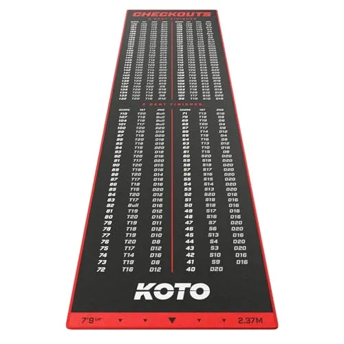 Produktbild KOTO Dartteppich mit Abwurflinie Checkout Rot, 237x60cm
