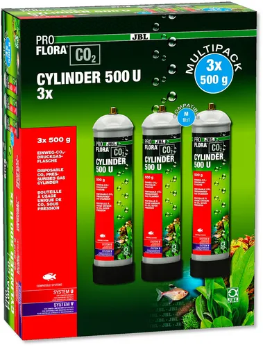 JBL ProFlora u 500 CO2 CYLINDER 3 x 500 g Einweg-Vorrats Flaschen Vorteilspack