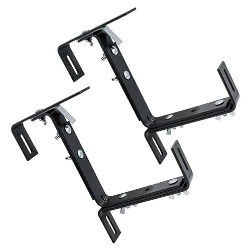 Spetebo Blumenkasten Halter Vario grau verstellbar - 2er Set - Metall Halterung für Geländer von 4-15 cm Breite - Balkongeländer Mauer Pflanzkasten Haken variabel