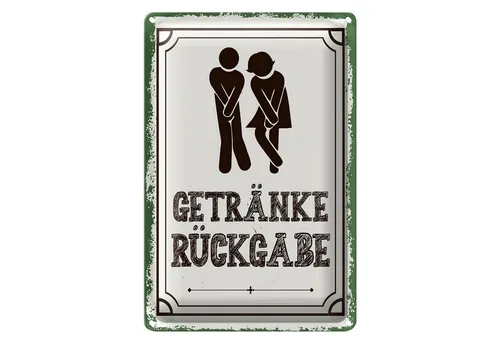 Roomando Metallschild Spruch 12x18cm Getränke Rückgabe grün