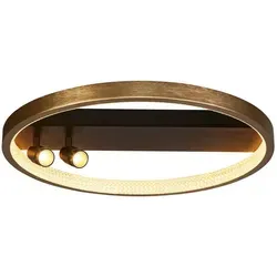 Searchlight LED Deckenleuchte Grace, 1-flammig - Moderne Deckenleuchte in Schwarz und Gold, mit dimmbaren LED und extra-warmweißem Licht für stimmungsvolle Atmosphäre. Ideal für Wohnräume.