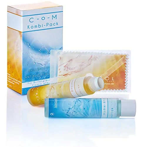 Kombi-Pack C-o-M blue-matic Brillenreiniger & C-o-M antifog Antibeschlagmittel, je 30 ml inkl. Brillentuch